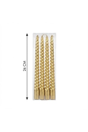 4'lü Lüks Burgu Şamdan Mumu 26 cm - Damlatmaz Spiral Dekoratif Mum Seti