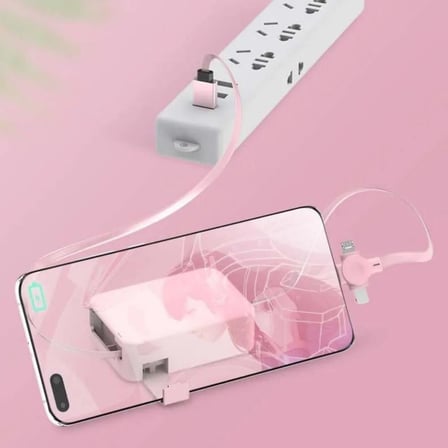 Cep Tipi Telefon Tutuculu Makaralı Uzayıp Kısalabilen 3'ü 1 Arada USB Şarj Kablosu (adet fiyatıdır)