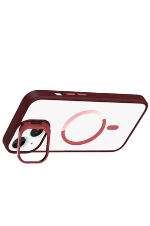 Joko Apple iPhone 13 Remim Lensli Magsafe Standlı Kapak - Bordo