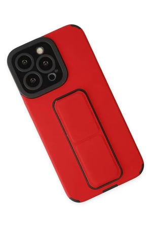 Apple iPhone 13 Pro Kılıf Mega Standlı Silikon - Kırmızı