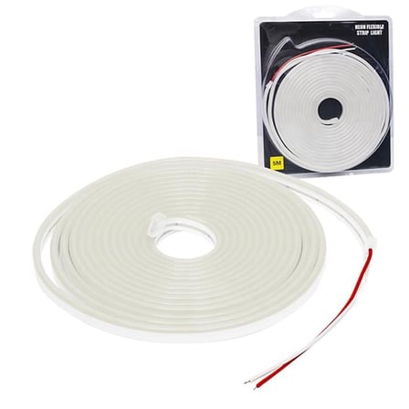 PM-19652 Silikon Kaplamalı 12 Volt 5 Metre Beyaz Neon Led Şerit Aydınlatma