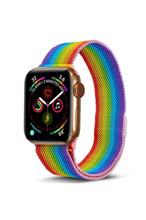 Apple Uyumlu Watch 38mm Metal Mıknatıslı Kordon - Gökkuşağı