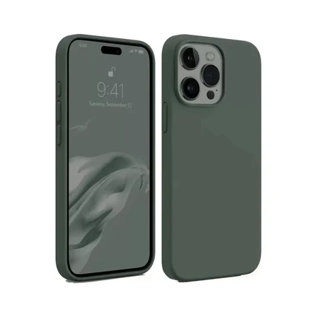 Apple iPhone 15 Pro Max Kılıf First Silikon - Koyu Yeşil