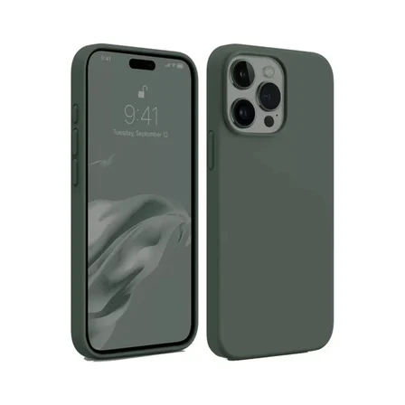 Apple iPhone 15 Pro Max Kılıf First Silikon - Koyu Yeşil