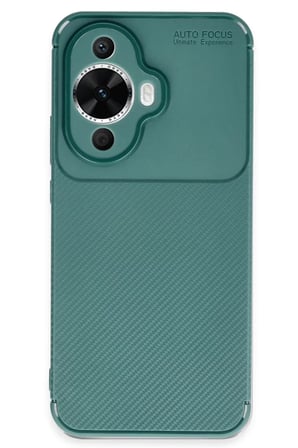Huawei Nova 12S Kılıf Auto Focus Karbon Kapak - Koyu Yeşil