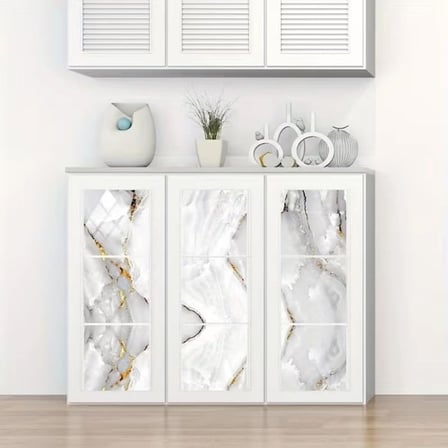 Vinil Beyaz Mermer Desenli Alüminyum Plastik Duvar Sticker (30x30)