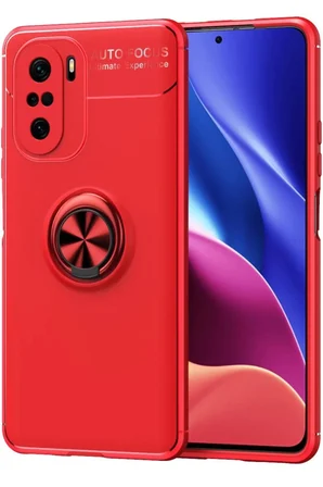 Xiaomi Poco F3 Kılıf Range Yüzüklü Silikon - Kırmızı