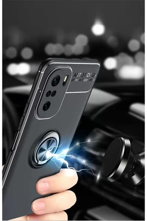 Xiaomi Poco F3 Kılıf Range Yüzüklü Silikon - Kırmızı