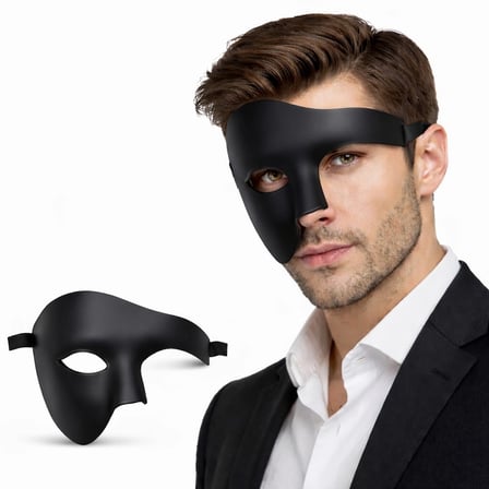 Siyah Yarım Erkek Maske – Phantom Parti Balo Maskesi