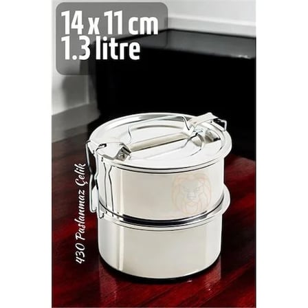 Sefer Tası Yemek Kabı Paslanmaz Çelik 2 Katlı 14 Cm 1.3 Litre 721365