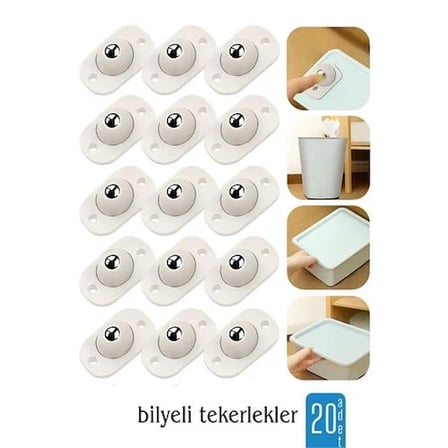 20 Li Bilyeli Tekerlek Eşya Kaydırma Aparatı Yapışkanlı Set 360d 722125