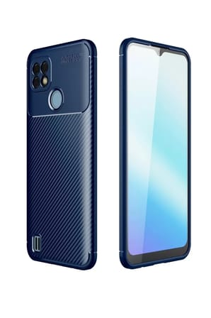 Realme C21 Kılıf Auto Focus Karbon Kapak - Lacivert