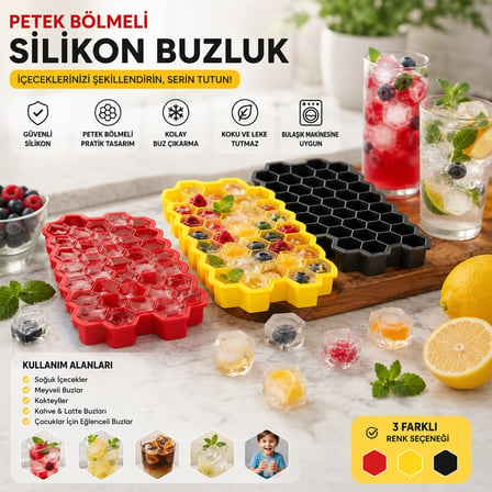 38 bölmeli silikon-plastik buzluk