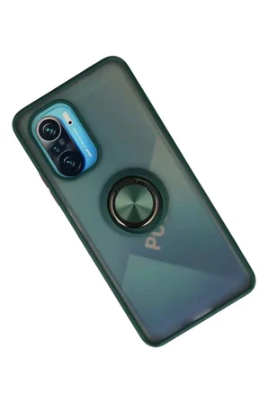 Xiaomi Redmi K40 Kılıf Montreal Yüzüklü Silikon Kapak - Yeşil