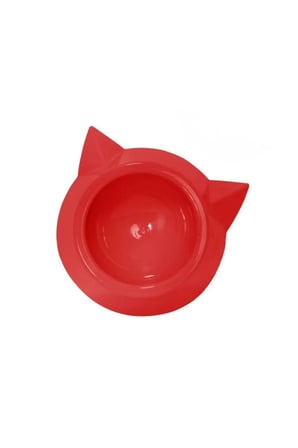 Plastik Tekli Kedi Mama ve Su Kabı - Kırmızı