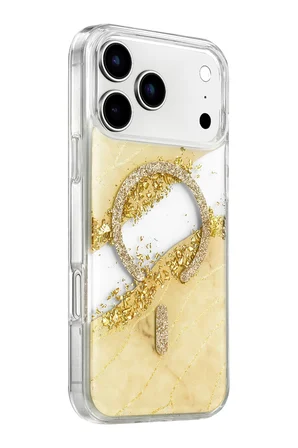 Onegif Apple iPhone 17 Pro Lotus Simli Magsafe Kapak - Gümüş