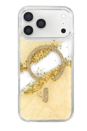 Onegif Apple iPhone 17 Pro Lotus Simli Magsafe Kapak - Gümüş