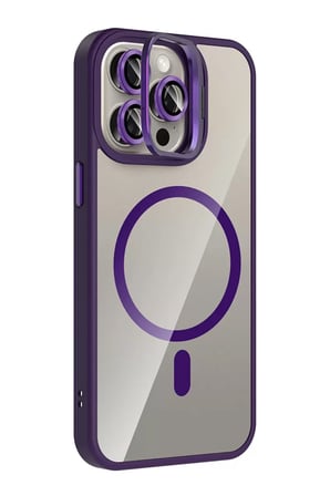 Joko Apple iPhone 14 Pro Max Remim Lensli Magsafe Standlı Kapak - Derin Mor