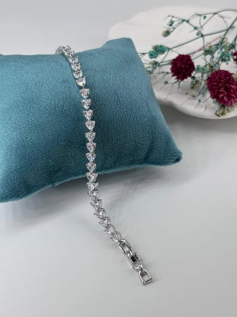 Rodyum Zirkon Taşlı Pirinç Zirkon Bileklikler 18+2 Cm  - Kbl0297
