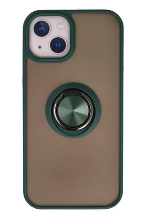 Apple iPhone 15 Kılıf Montreal Yüzüklü Silikon Kapak - Yeşil