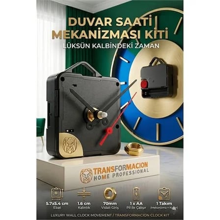 Sessiz Akar Saat Mekanizması Askılı Duvar Saati Motoru Akrep Yelkovan Seti 723157