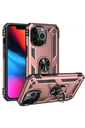Apple iPhone 13 Pro Kılıf Sofya Yüzüklü Silikon Kapak - Rose