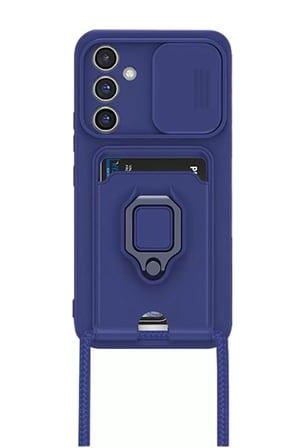 Samsung Galaxy A14 4G Kılıf Zuma Kartvizitli Yüzüklü Silikon - Lacivert