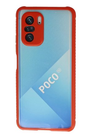 Xiaomi Uyumlu Poco F3 Kılıf Miami Şeffaf Silikon - Kırmızı