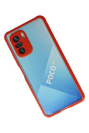 Xiaomi Uyumlu Poco F3 Kılıf Miami Şeffaf Silikon - Kırmızı