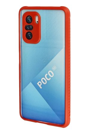 Xiaomi Uyumlu Poco F3 Kılıf Miami Şeffaf Silikon - Kırmızı