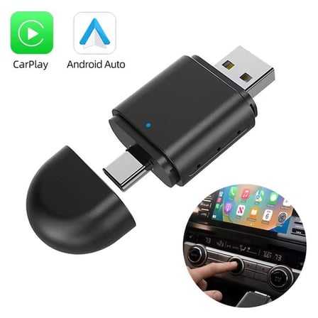 PM-27447 Kablosuz Carplay - Android Auto Çevirici Dönüştürücü Adaptör İki Girişli USB - TYPE-C