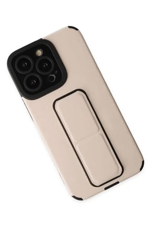 Apple Uyumlu iPhone 13 Pro Kılıf Mega Standlı Silikon - Gold