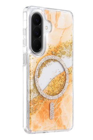 Onegif Samsung Galaxy A56 Lotus Simli Magsafe Kapak - Turuncu
