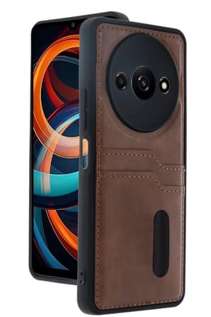 Xiaomi Redmi A3 4G Kılıf Sara Kartvizitli Deri Kılıf - Taba