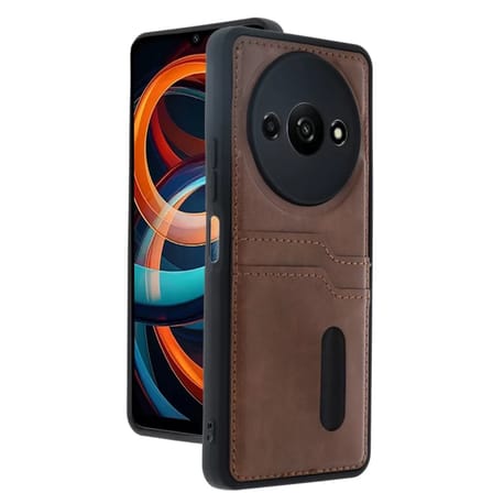 Xiaomi Redmi A3 4G Kılıf Sara Kartvizitli Deri Kılıf - Taba