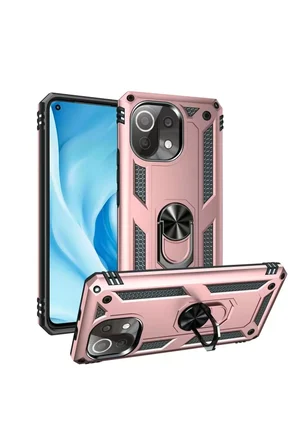 Xiaomi Mİ 11 Lite Kılıf Sofya Yüzüklü Silikon Kapak - Rose