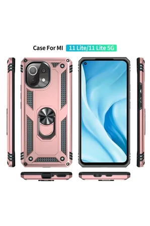 Xiaomi Mİ 11 Lite Kılıf Sofya Yüzüklü Silikon Kapak - Rose