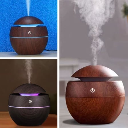 Küre Model Akasya Renk Hava Nemlendirici – Ultrasonik Soğuk Buhar Makinesi, LED Işıklı Masaüstü Oda Nemlendirici