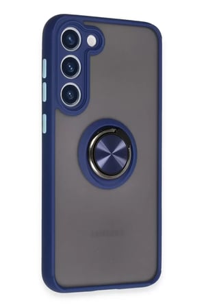 Samsung Galaxy S23 Plus Kılıf Montreal Yüzüklü Silikon Kapak - Lacivert