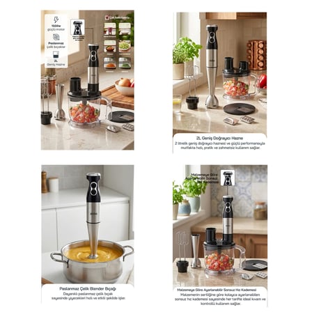 2 L Hazneli Multi Blender Seti