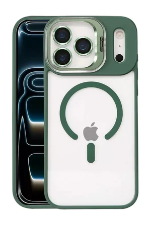 Joko Apple iPhone 17 Pro Remim Lensli Magsafe Standlı Kapak - Koyu Yeşil