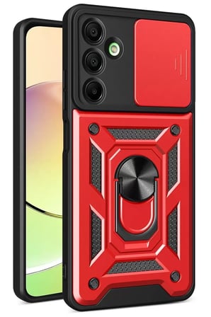 Samsung Galaxy A26 Kılıf Pars Lens Yüzüklü Silikon - Kırmızı