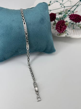 Rodyum Zirkon Taşlı Pirinç Zirkon Bileklikler 17+2 Cm  - Kbl0294