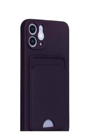 Apple iPhone 12 Kılıf Kelvin Kartvizitli Silikon - Derin Mor