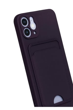 Apple iPhone 12 Kılıf Kelvin Kartvizitli Silikon - Derin Mor