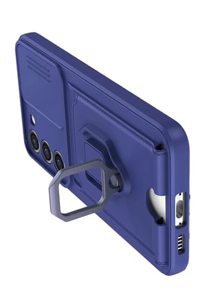 Samsung Galaxy S23 Plus Kılıf Zuma Kartvizitli Yüzüklü Silikon - Lacivert