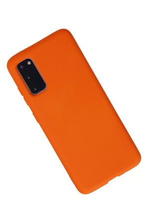 Samsung Galaxy S20 Kılıf Nano içi Kadife Silikon - Turuncu