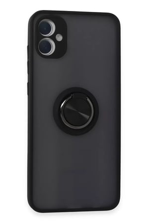 Samsung Galaxy A05 Kılıf Montreal Yüzüklü Silikon Kapak - Siyah