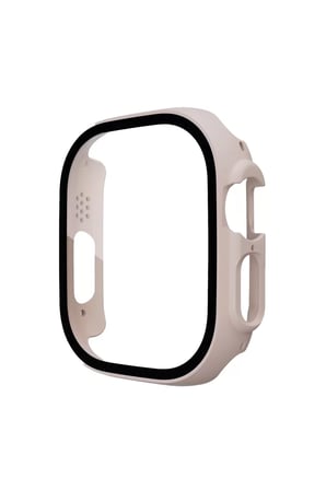 Apple Uyumlu Watch Ultra 49mm Desert Camlı Kasa Ekran Koruyucu - Metalik Gold