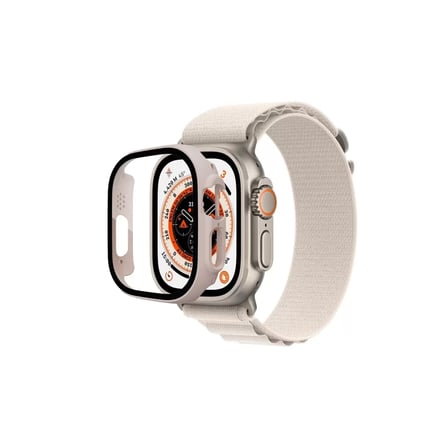 Apple Uyumlu Watch Ultra 49mm Desert Camlı Kasa Ekran Koruyucu - Metalik Gold